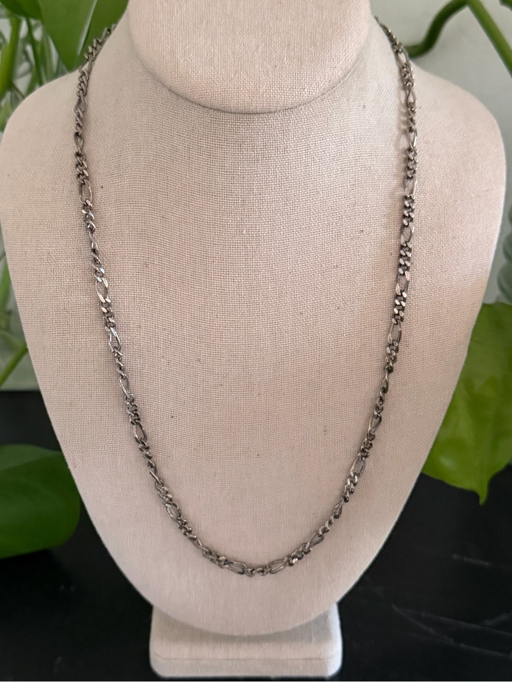 Vintage Sterling Silver Figaro Chain Necklace